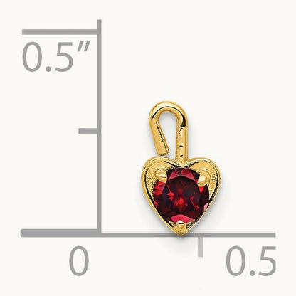 January Synthetic Birthstone Heart Charm — 14K Yellow Gold