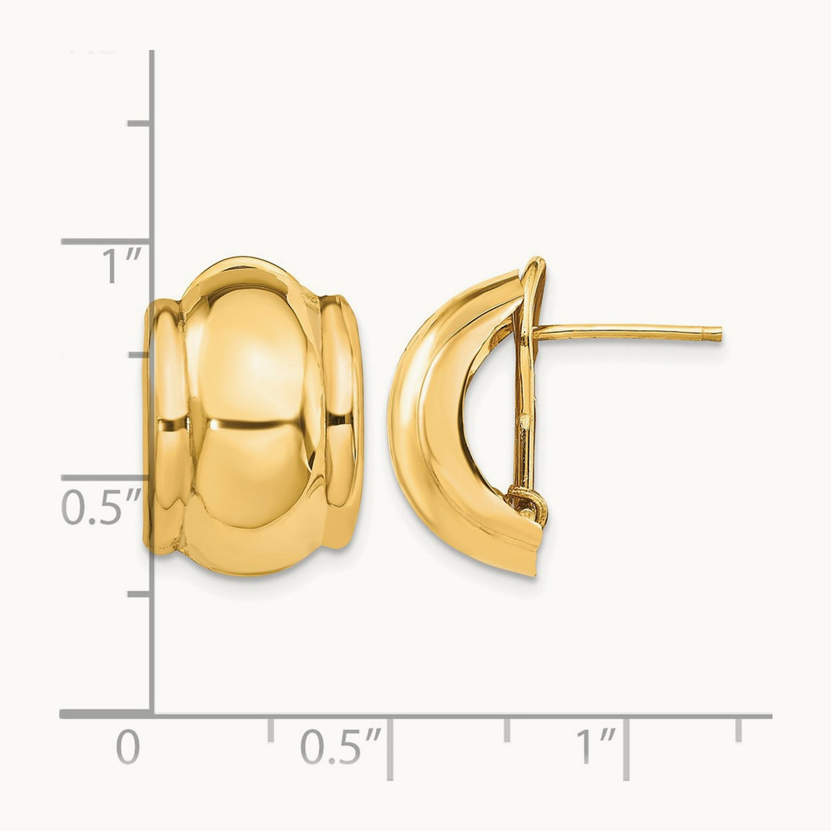 Polished Fancy Omega Back Post Earrings, 14K