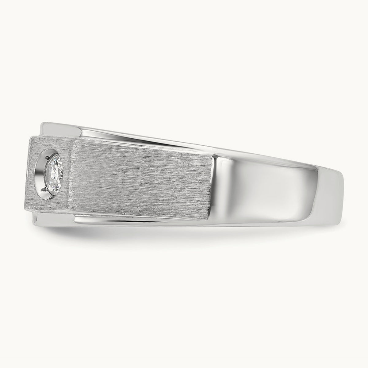 IBGoodman Men's Polished/Satin Diamond Complete Ring, 14K White Gold