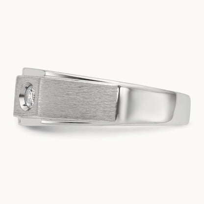 IBGoodman Men's Polished/Satin Diamond Complete Ring, 14K White Gold