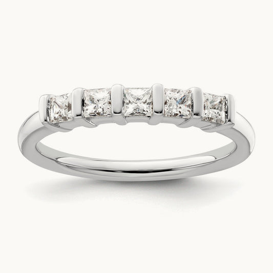 5-Stone Diamond Band, 14K White Gold