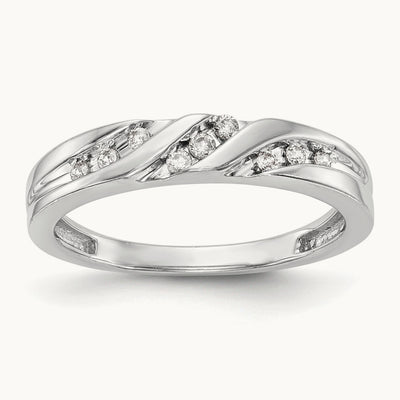 Complete Diamond Trio Ladies Wedding Band, 14K White Gold