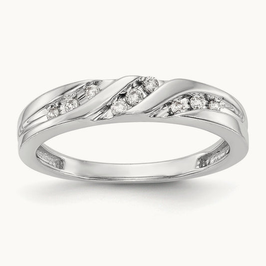 Complete Diamond Trio Ladies Wedding Band, 14K White Gold