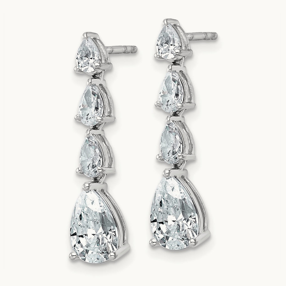 Fashion Dangle Post Earrings, 3.00 ct tw Lab-Grown Diamond — 14K White Gold