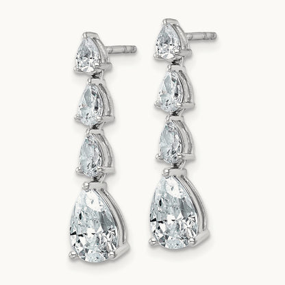 Fashion Dangle Post Earrings, 3.00 ct tw Lab-Grown Diamond — 14K White Gold