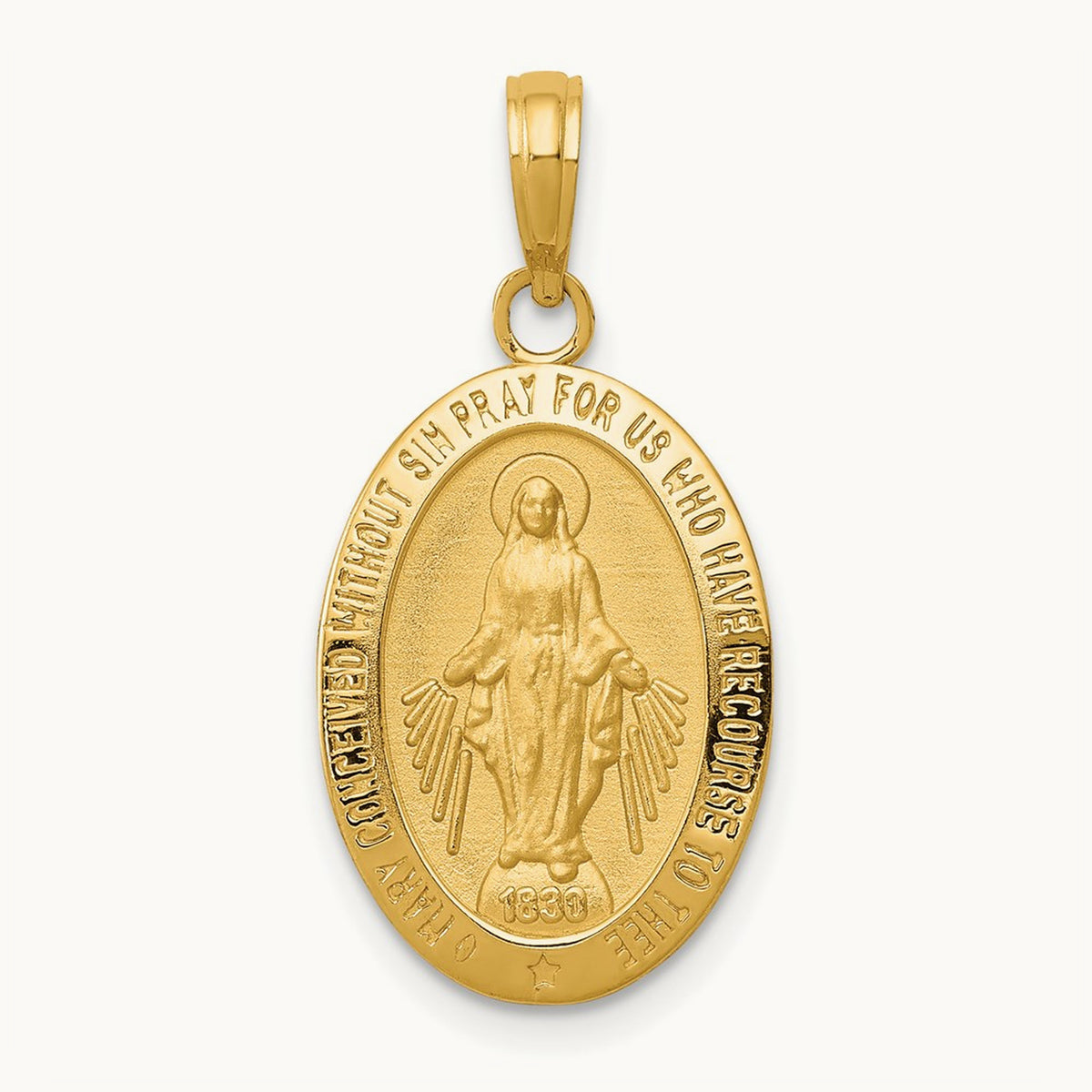 Miraculous Medal Pendant — 14K Yellow Gold, 26mm