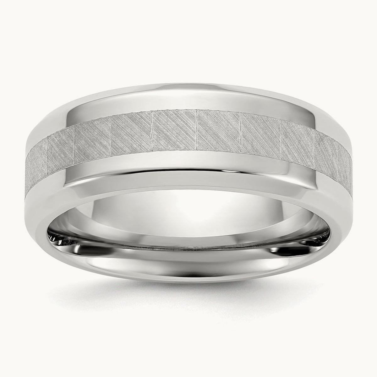 Polished Brushed Center Band, 8mm, Titanium