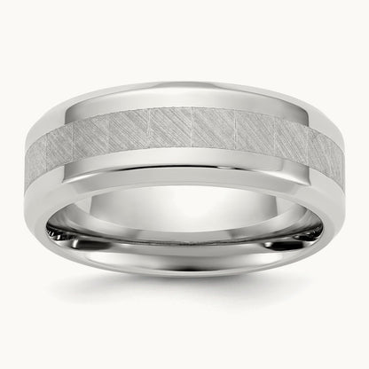 Polished Brushed Center Band, 8mm, Titanium