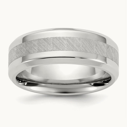 Polished Brushed Center Band, 8mm, Titanium