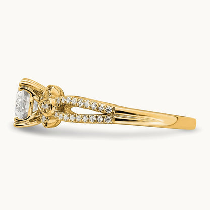 1ct Oval Split Shank Semi-Mount Eng. Dia Ring, 14K Gold