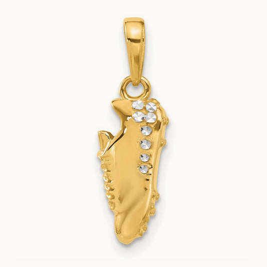 D/C Soccer Cleat Pendant, 14K with White Rhodium