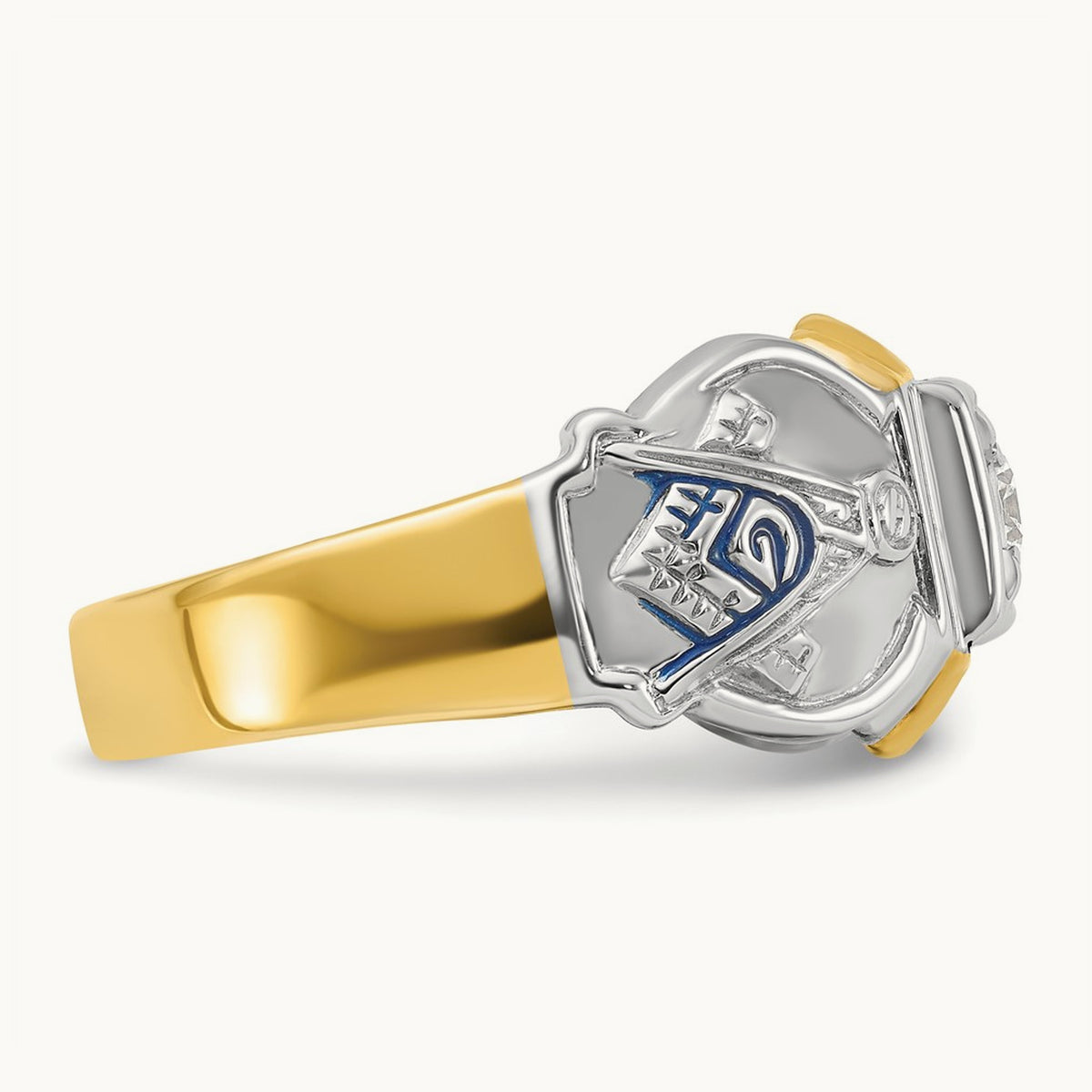 14ktt IBGoodman Men's Enameled & Diamond Blue Lodge Masonic Ring