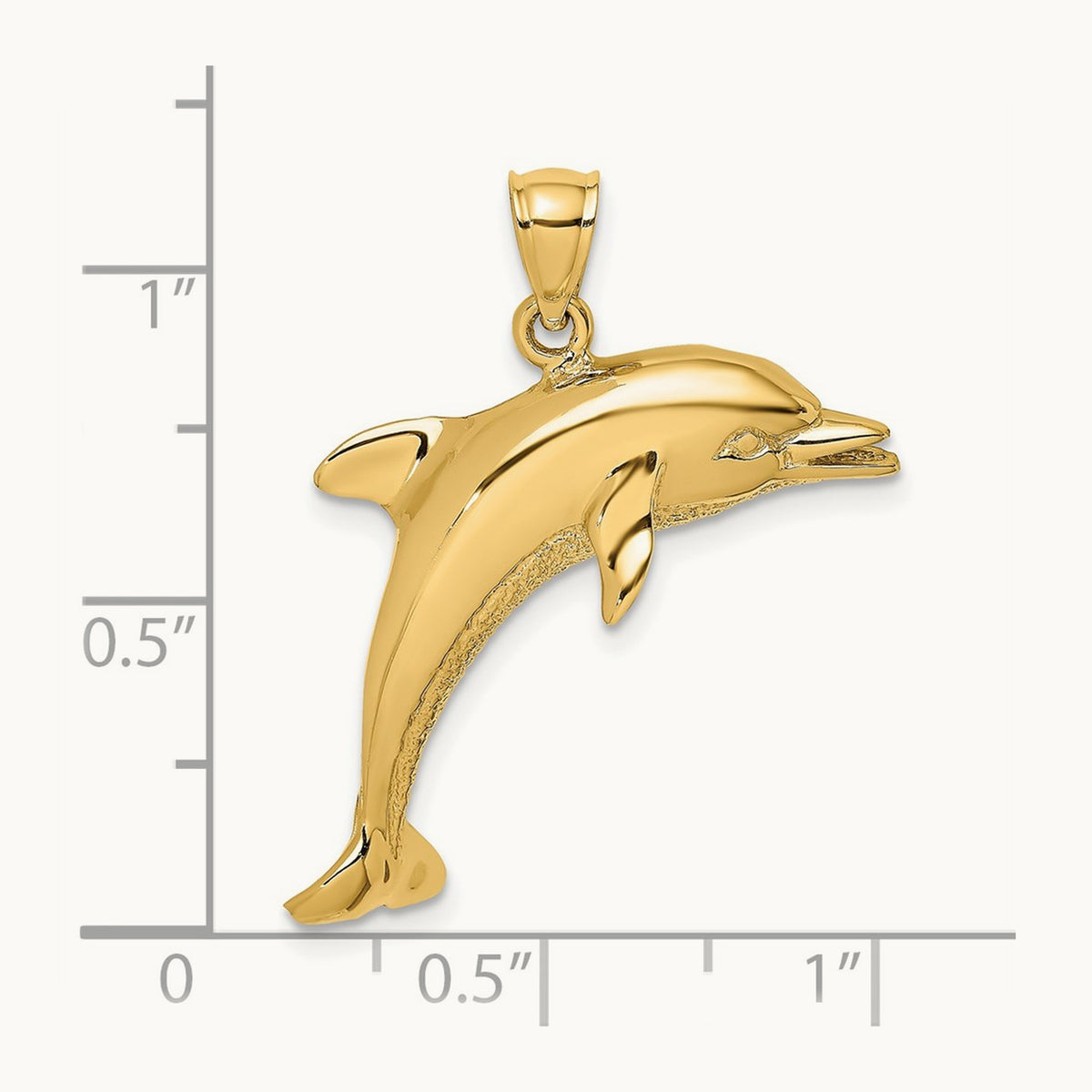 Polished Jumping Dolphin Charm — 14K Yellow Gold, 28mm