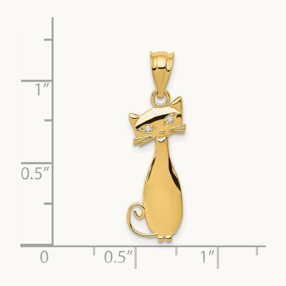 Diamond Cat Pendant, 14K