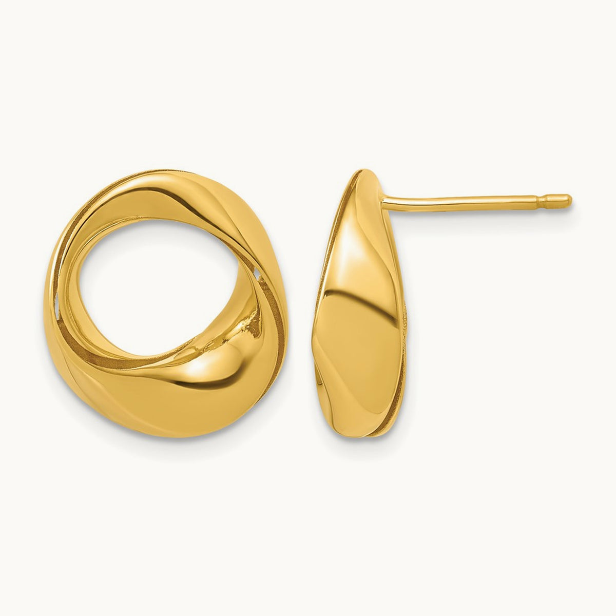 Polished Fancy Circle Post Earrings, 14K — Leslie's
