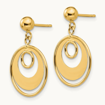 Circle Post Earrings, 14K