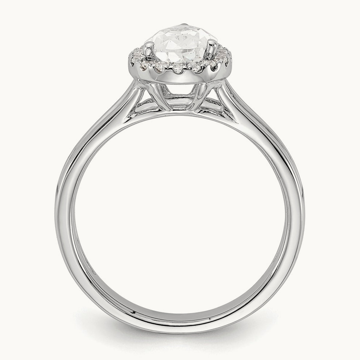 Pear Halo Semi-Mount Split Shank Engagement Ring, 0.07-0.20 ct tw — 1/6 ct, 14K White Gold
