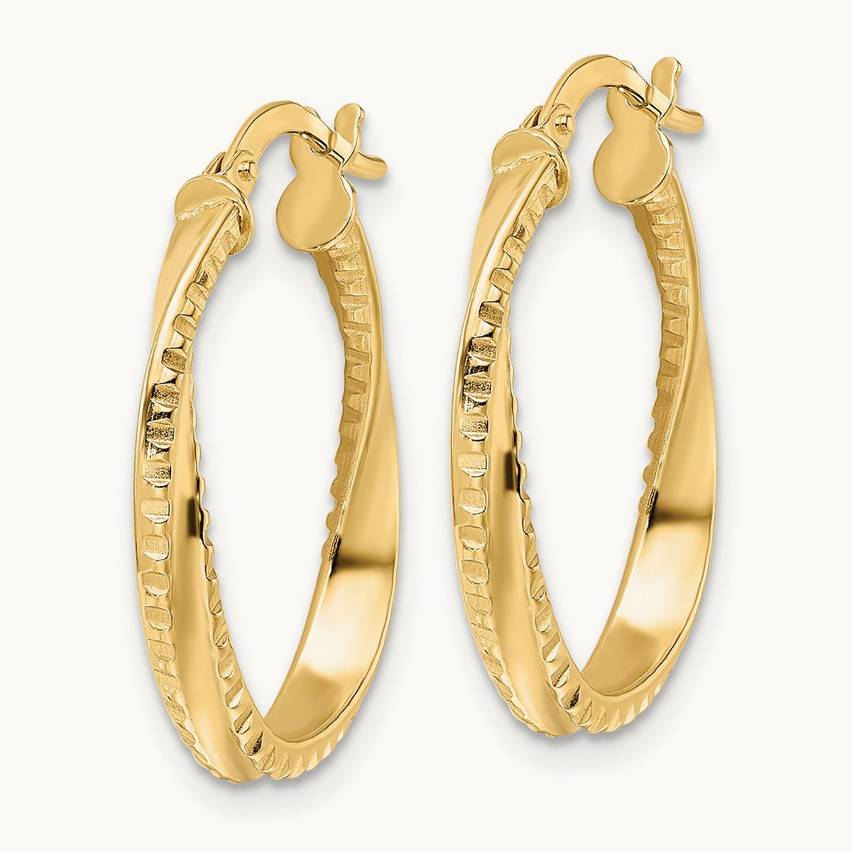 Polished Twisted Oval Hoop Earrings — 19mm