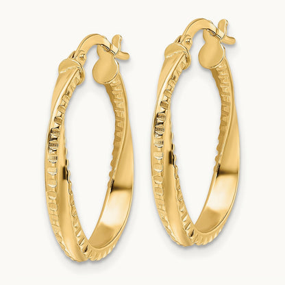 Polished Twisted Oval Hoop Earrings — 19mm