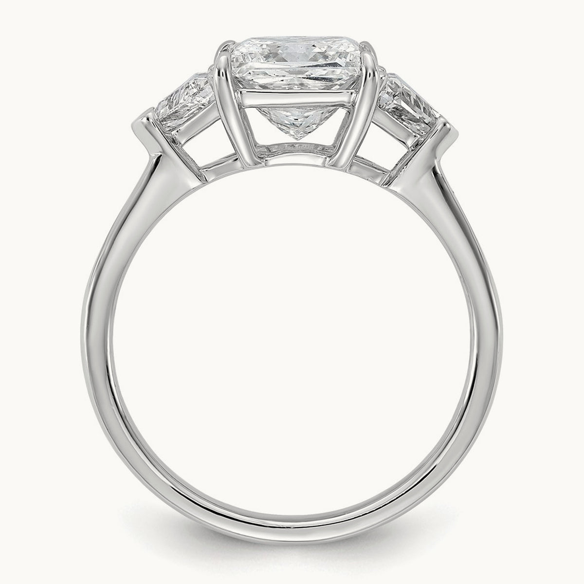 1/2ct Lab Grown Dia VS/SI+ G+ Trillion/2ct Princess Semi Eng Ring, 14K White Gold