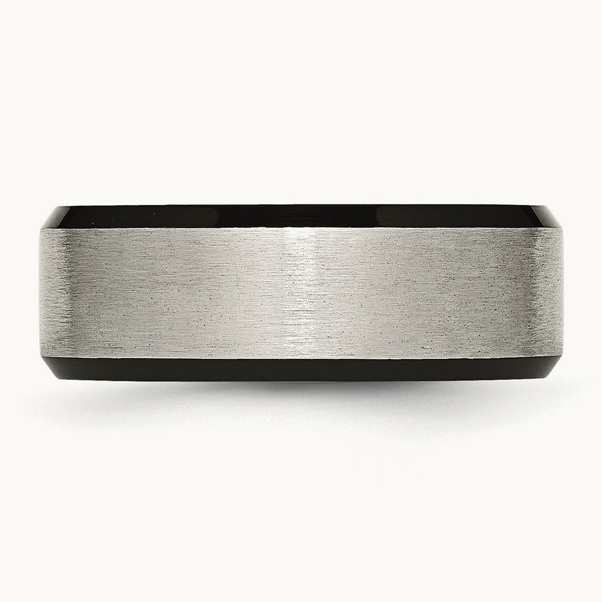 Brushed Center Black IP-plated Beveled Edge Band — photo set