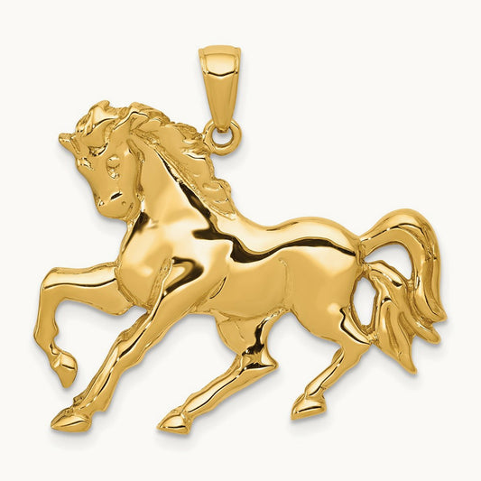Horse Galloping Pendant, 14K