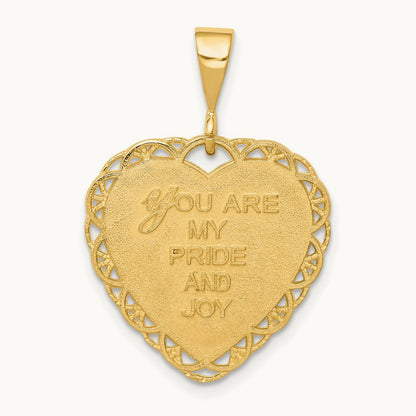 Reversible FOR MY DAUGHTER Heart Charm, 14K