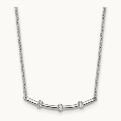 Polished Diamond Bar Necklace, 14K White Gold