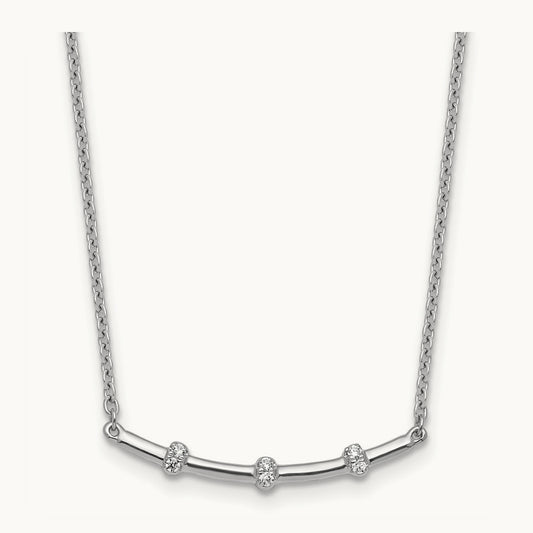 Polished Diamond Bar Necklace, 14K White Gold