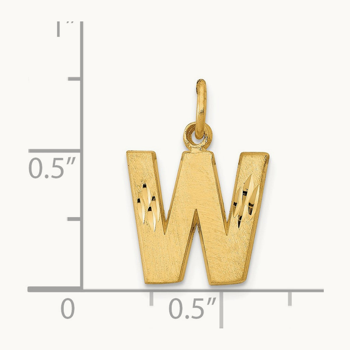 Satin Diamond-cut Initial Charm — 14K Yellow Gold, W