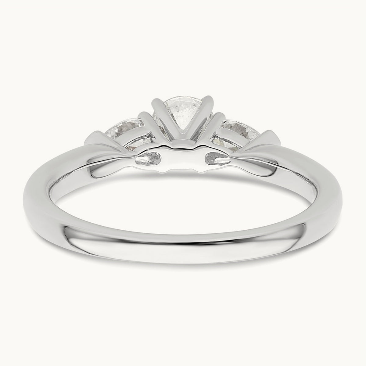 3-Stone Diamond Peg Set Semi-mount Engagement Ring, 14K White Gold