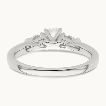 3-Stone Diamond Peg Set Semi-mount Engagement Ring, 14K White Gold