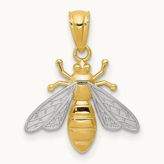 w/Rhodium Bee Pendant, 14K