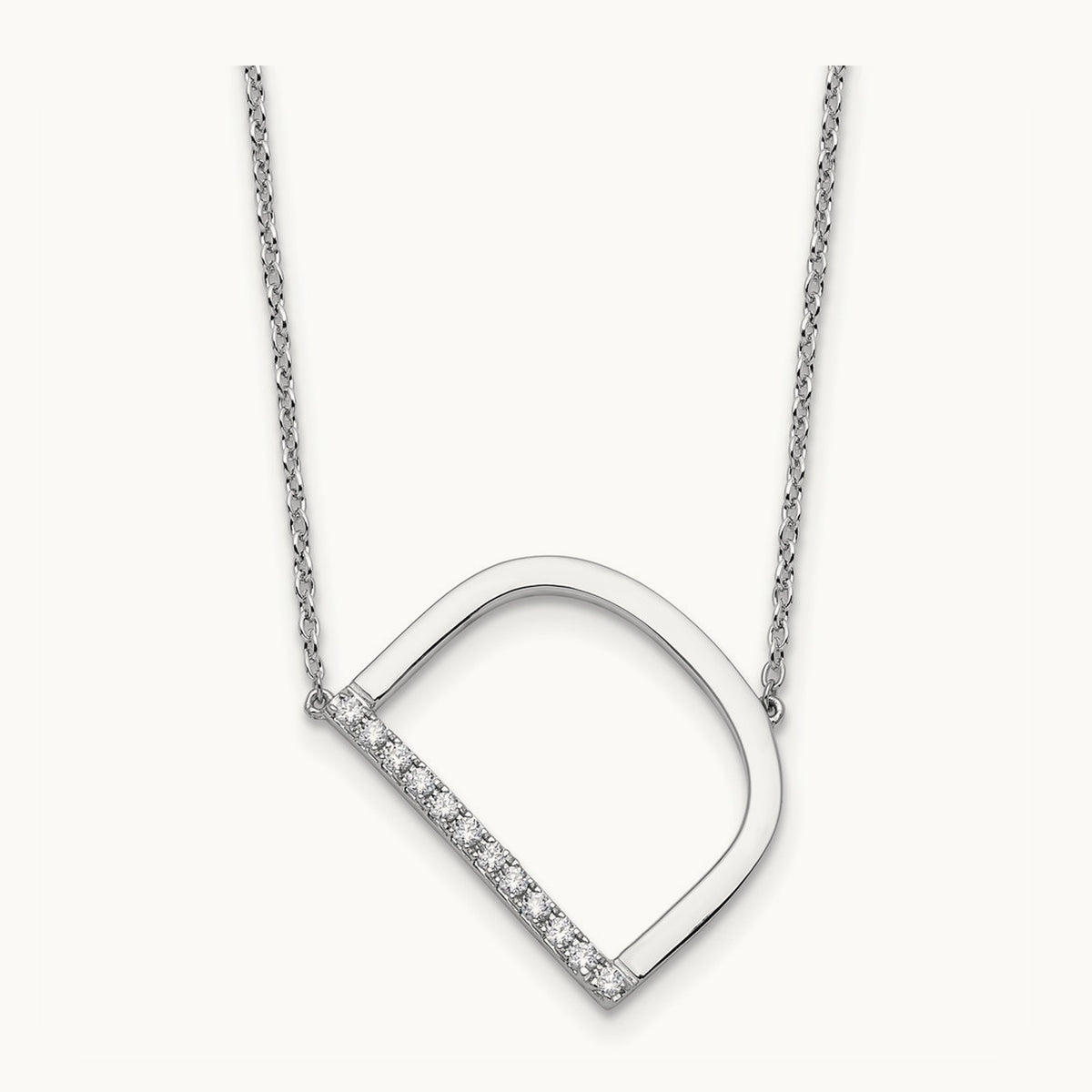 Sideways Diamond Necklace — 14K White Gold, D
