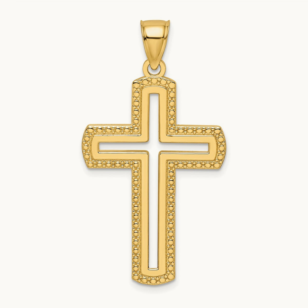 Beaded & Polished Cross Pendant — 44.33mm