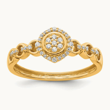 Complete Diamond Round Cluster Halo Engagement Ring — 14K Yellow Gold