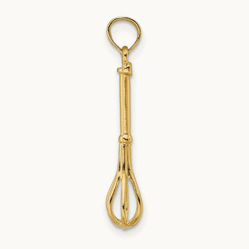 3-D Polished Whisk Charm, 14K