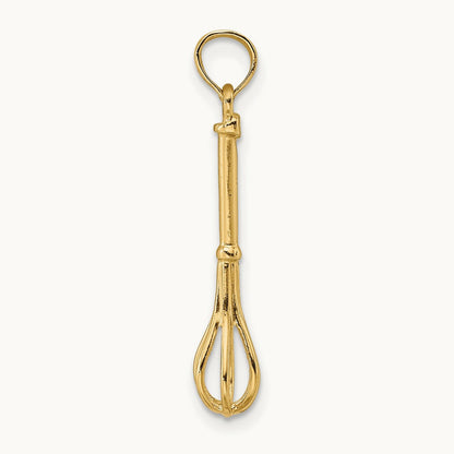 3-D Polished Whisk Charm, 14K