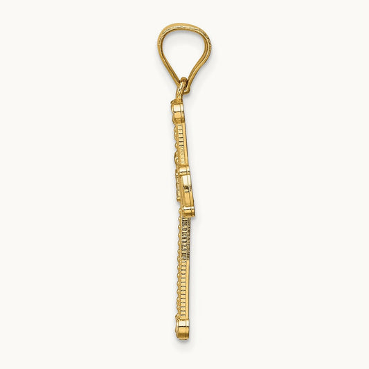 w/Rhodium Cross Pendant, 14K