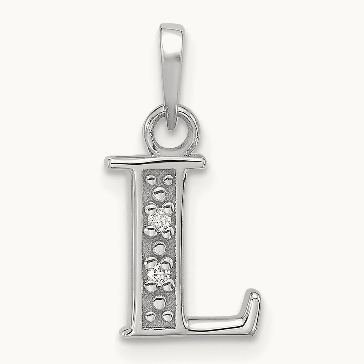 Diamond Letter L Initial Pendant, 14K White Gold