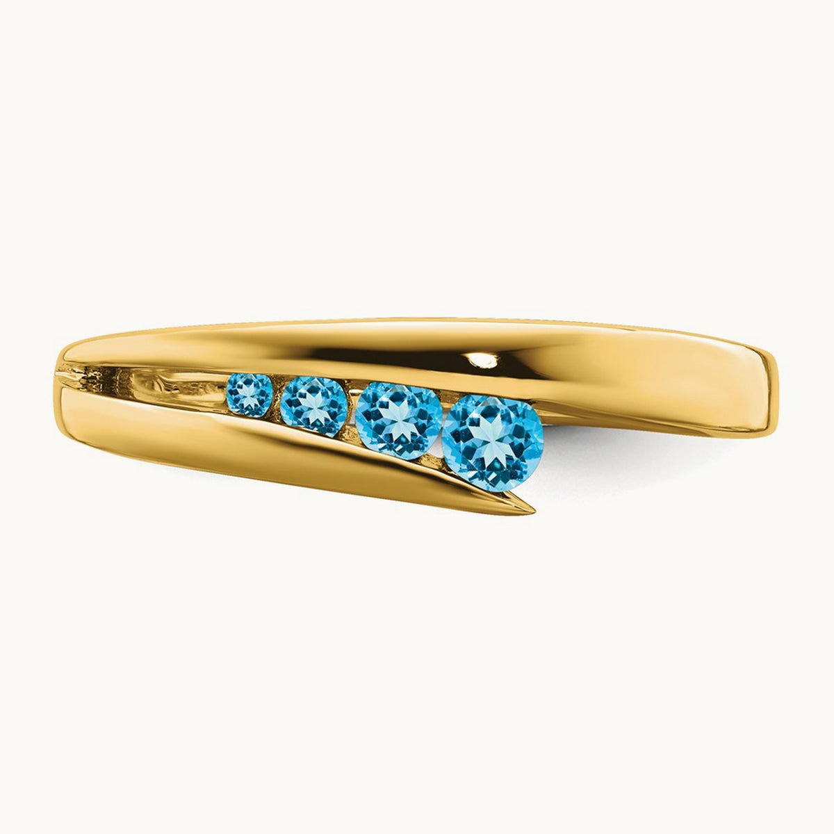 Blue Topaz 4-stone Ring — 14K Yellow Gold, 7