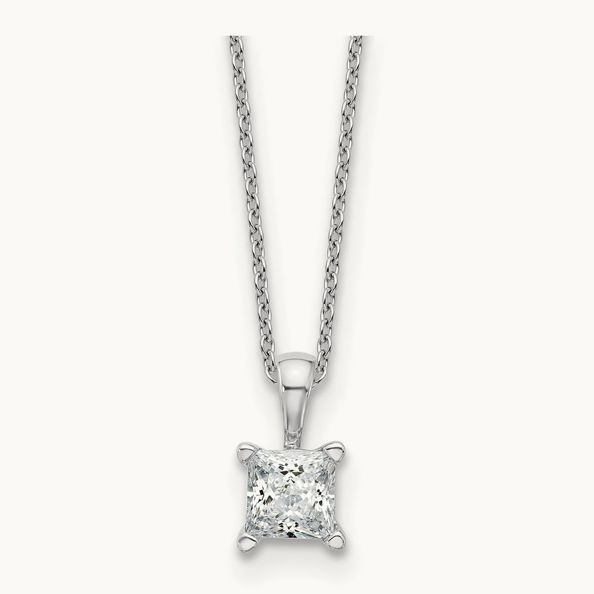 Princess Pendant Necklace, 0.50-2.00 ct tw Lab-Grown Diamond — 3/4 ct, 14K White Gold