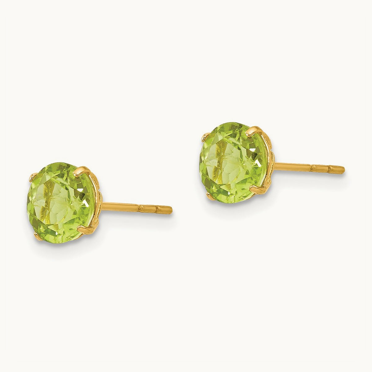 Round Peridot Post Earrings — 6mm