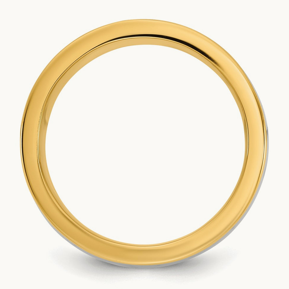 Y/W Half Round Wedding Band, 8mm, 14K Two-tone