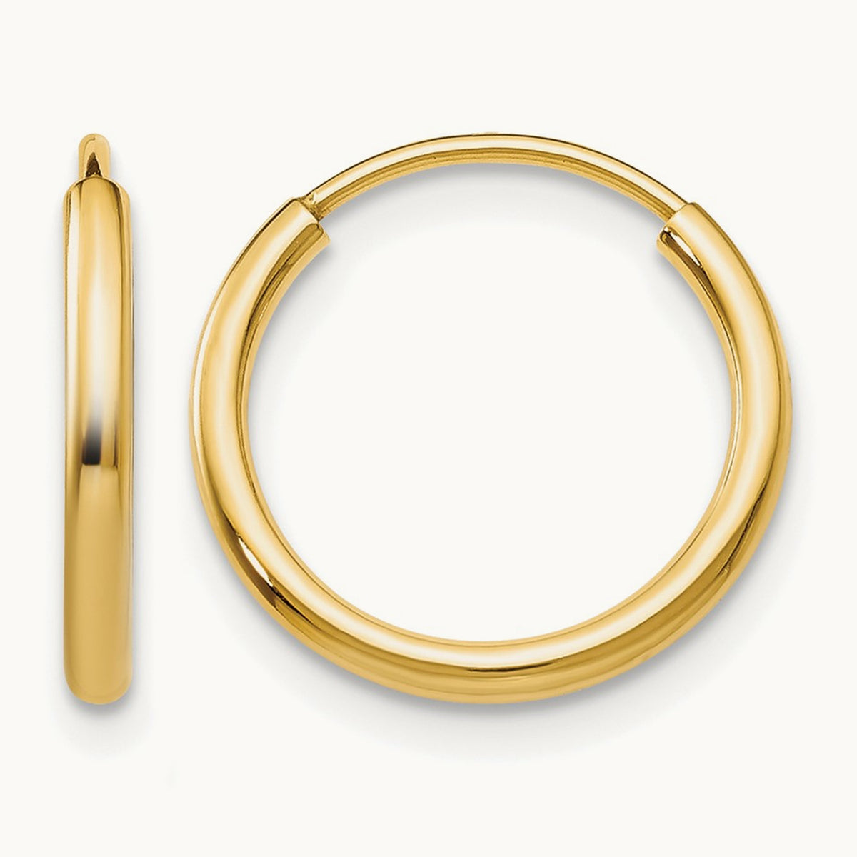 Polished Round Endless Hoop Earrings, 14K