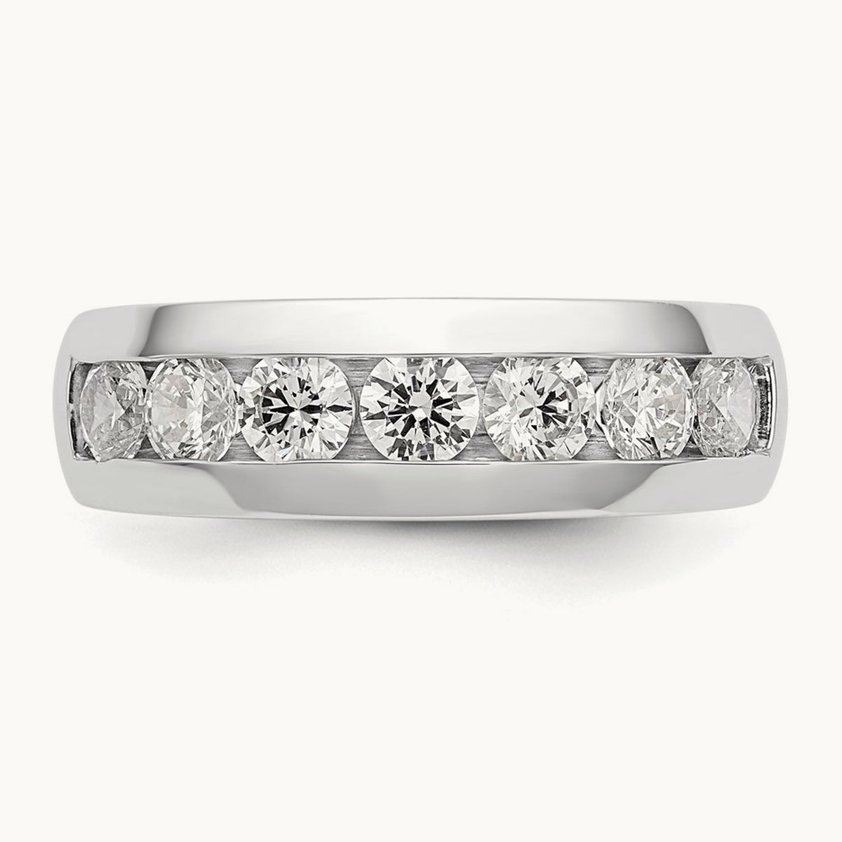 7-Stone Diamond Channel Band, 14K White Gold