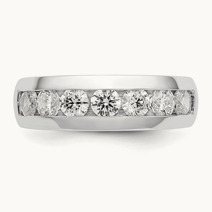 7-Stone Diamond Channel Band, 14K White Gold