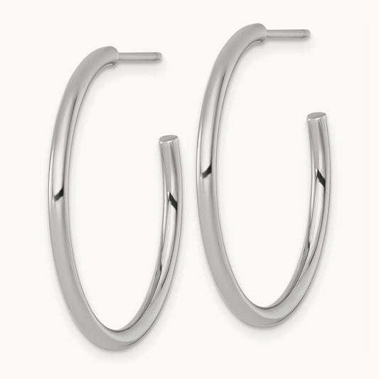 2.0 x Polished Post Hoop Earrings — 14K White Gold