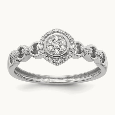 Complete Diamond Round Cluster Halo Engagement Ring — 14K White Gold
