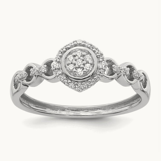 Complete Diamond Round Cluster Halo Engagement Ring — 14K White Gold